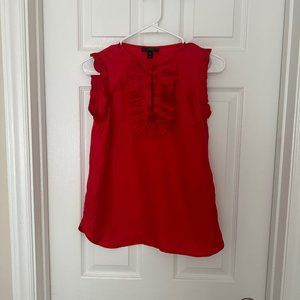 J Crew silk ruffled neckline sleeveless blouse